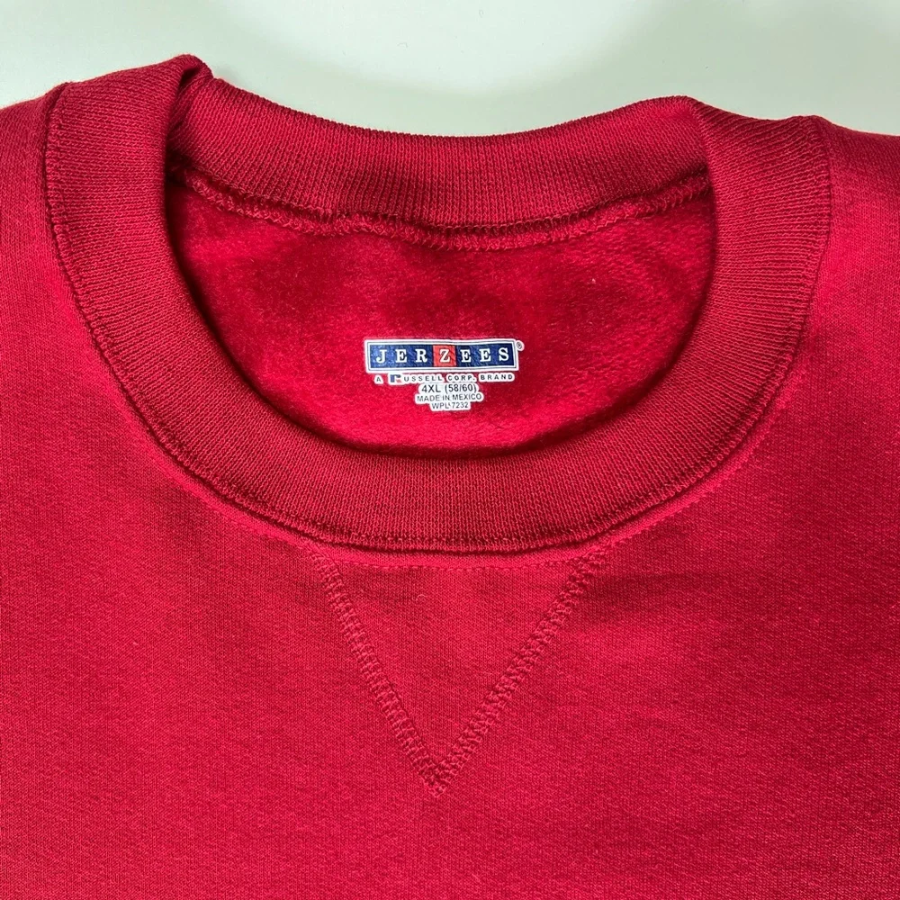 Red Crewneck Sweatshirt Vintage Jerzees 4XL Oversized Russell Corp 90s Sweater